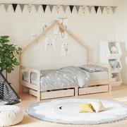 Łóżeczka i kojce - Rama łóżka dziecięcego z szufladami, 80x160 cm, drewno sosnowe Lumarko! - miniaturka - grafika 1