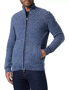 TOM TAILOR Męskie Kardigan ze stójką 1032298, 30423 - Navy White Blue Mouline, XXL - Swetry męskie - miniaturka - grafika 1