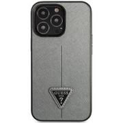 Etui i futerały do telefonów - Etui Guess do iPhone 13 Pro / 13 6,1" srebrny hardcase SaffianoTriangle Logo - miniaturka - grafika 1