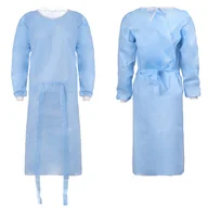 Odzież medyczna - Fartuch jednorazowy niebieski M z mankietem (flizelina 24g) 10szt - miniaturka - grafika 1