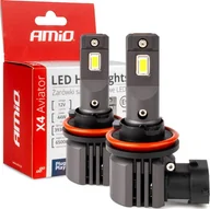 Żarówki samochodowe - AMiO Żarówki samochodowe led seria x4 aviator h8 h9 h11 h16 6500k canbus amio-03765 - miniaturka - grafika 1
