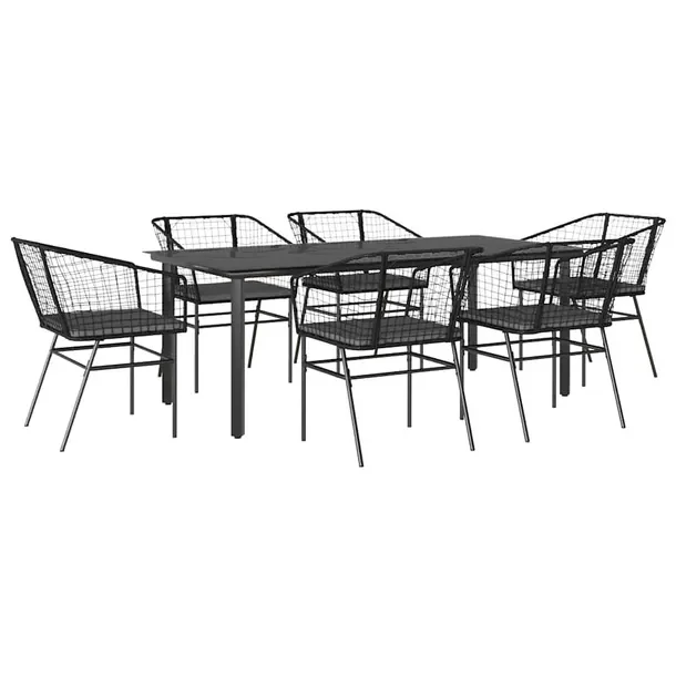Zestaw Mebli Ogrodowych Rattan PE Czarny, Stół 200x100x74 cm, Krzesła 62