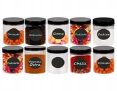 Pojemniki kuchenne - Pojemniki na żywność słoik kuchenny na przyprawy 300ml 10 sztuk + etykiety - miniaturka - grafika 1