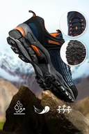 Botki damskie - Granatowe buty trekkingowe damskie sznurowane z pomarańczowymi dodatkami softshell Casu B1528-5-37 - miniaturka - grafika 1