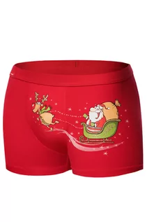Majtki męskie - Cornette Merry Christmas Santa's sleigh 007/67 Majtki bokserki, czerwony - grafika 1