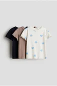 Swetry dla dziewczynek - H & M - Bawełniany top 3-pak - Beżowy - H&M - miniaturka - grafika 1