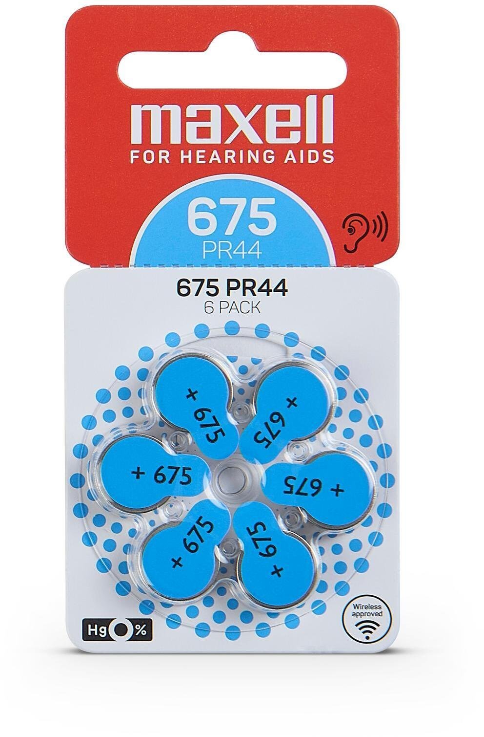 MAXELL BATTERY ZINK AIR PR44 675 6PK BLISTER 790420.00.EU