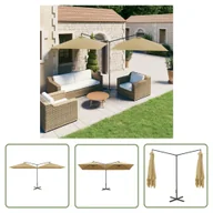 Parasole ogrodowe - The Living Store Podwójny parasol ogrodowy - stalowy słupek - taupe - 600x300 cm - Parasol Ogrodowy - miniaturka - grafika 1