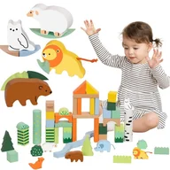 Klocki - CLASSIC WORLD Zestaw Drewnianych Klocków Leśny Świat 50 el. - miniaturka - grafika 1