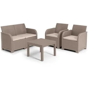 Meble ogrodowe - z tkanej żywicy imitującej rattan - Allibert by KETER - 4 osoby - SanRemo - Cappuccino - Meble ogrodowe - miniaturka - grafika 1