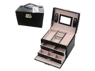 Kosmetyczki, organizery i kuferki - Adar Kuferek na biżuterię czarny z ekoskóry - gadżet - miniaturka - grafika 1