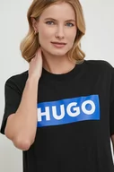 Koszulki sportowe damskie - Hugo Blue t-shirt bawełniany damski kolor czarny - miniaturka - grafika 1