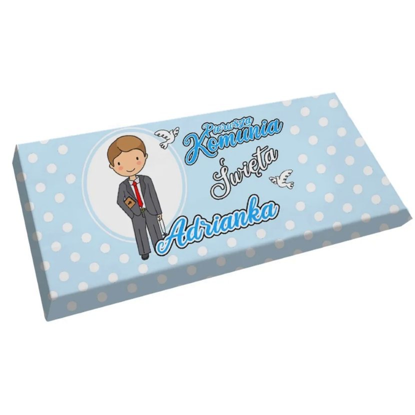 Czekoladowe podziękowanie na Komunię z personalizacją imienia