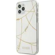 Etui i futerały do telefonów - Guess GUHCP12LPCUCHWH iPhone 12 6,7" Pro Max biały/white hardcase Gold Chain CollectionGuess / GUE000876 - miniaturka - grafika 1