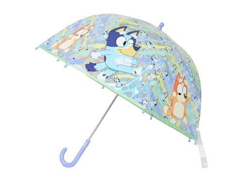 CyP Brands Bluey parasol dziecięcy, bańka, przezroczysty, parasol ręczny, 48 cm, wielokolorowy, oficjalny produkt, Przezroczysty