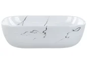 Umywalki - Umywalka nablatowa ceramiczna efekt marmuru 47 x 34 cm biała HOPI - miniaturka - grafika 1