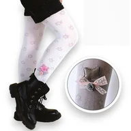 Rajstopy dziecięce - Rajstopy dla dziewczynki Knittex z aplikacją 3D Lilibeth 60 DEN Białe - miniaturka - grafika 1