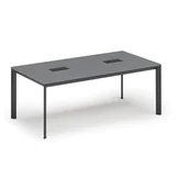 Stoły i stoliki do biura - Stół PRIMO INVITATION 2000 x 1000 x 740, grafit + 2x port blatowy TYP III, czarny - miniaturka - grafika 1