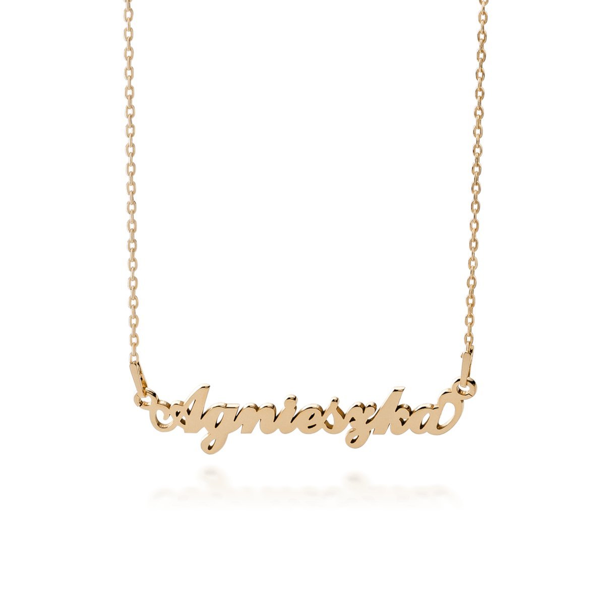 Srebrny naszyjnik celebrytka z imieniem, własny tekst, srebro 925 : Srebro - kolor pokrycia - Pokrycie żółtym 18K złotem,Tak
