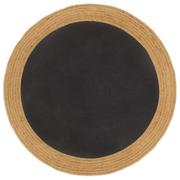 Dywany - vidaXL Pleciony dywan, czarno-naturalny, 150cm, juta, bawełna, okrągły - miniaturka - grafika 1