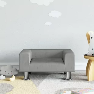 vidaXL Sofa dla dzieci, jasnoszara, 50x40x26,5 cm, aksamitna - Meble do sypialni - miniaturka - grafika 1