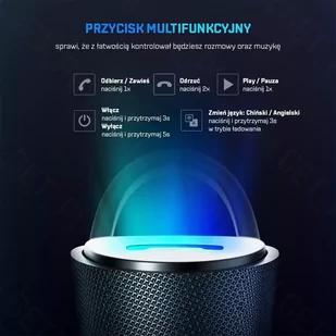 Słuchawka Samochodowa Bluetooth ROCK SPACE Torch Niebieski - Słuchawki bluetooth - miniaturka - grafika 4