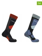 Skarpetki damskie - SALOMON Skarpety funkcyjne (2 pary) "Access JR" w kolorze czarno-niebiesko-czerwonym - miniaturka - grafika 1