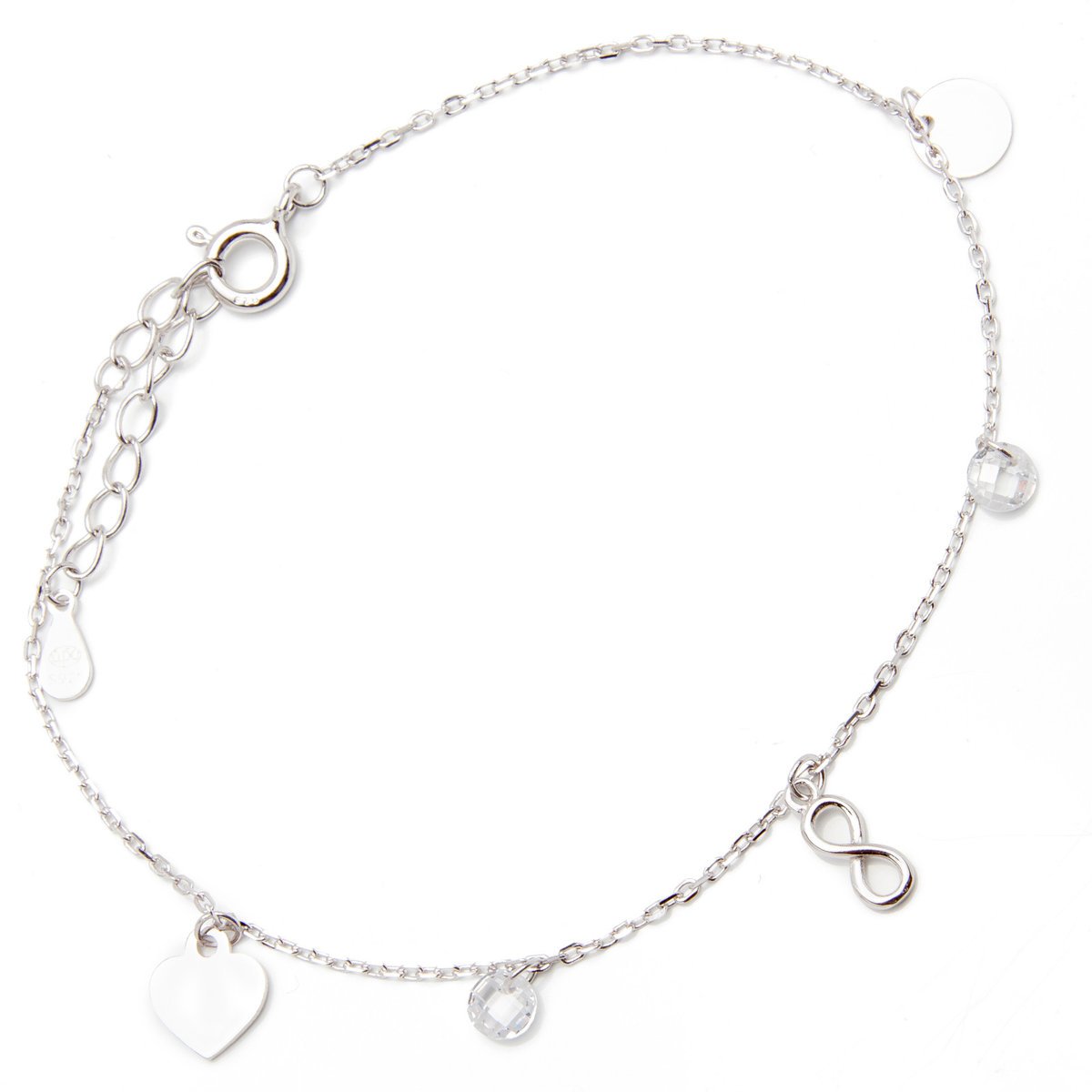 Srebrna Bransoleta nieskończoność z serduszkiem