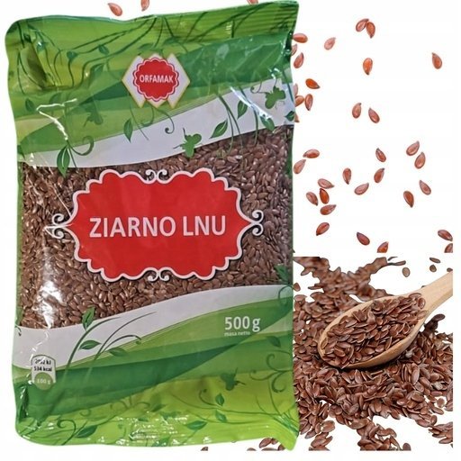 Orfamak Siemię lniane złote Ziarna Len Zawiera Błonnik Zdrowa Żywność 500 g