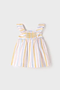 Sukienki - Mayoral Newborn Mayoral Newborn sukienka bawełniana dziecięca kolor żółty mini rozkloszowana - grafika 1