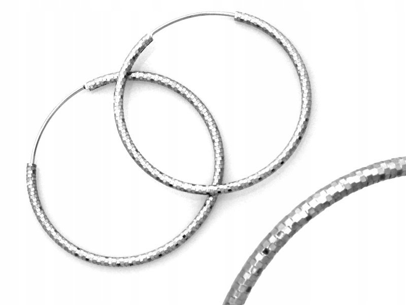 Kolczyki srebrne 925 koła diamentowane szarnir 35mm dla kobiety eleganckie