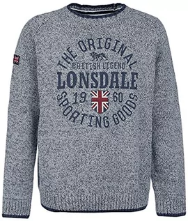 Bluzy męskie - Lonsdale London Męska bluza Borden Crewneck Knit, szary, l - grafika 1