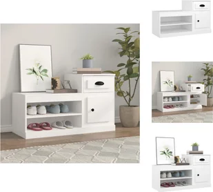 vidaXL Szafka na buty biała 100x42x60 cm materiał drewnopochodny - Półki i szafki na buty - Szafki na buty - miniaturka - grafika 1