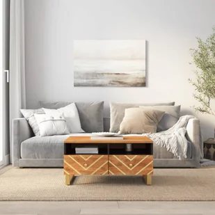 Stolik kawowy brązowo-czarny 80x54x40 cm lite drewno mango - Ławy i stoliki kawowe - miniaturka - grafika 1