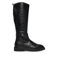 Kozaki damskie - Kozaki Calvin Klein Knee Boot W/ Metal Logo HW0HW02665 Czarny - miniaturka - grafika 1