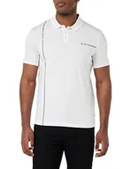 Bluzy męskie - Armani Exchange Męska bluza Sustainable, Logo Line, Regular Fit Polo Sweater, biała, ekstra mała, biały, XS - miniaturka - grafika 1