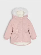Kurtki i płaszcze dla dziewczynek - Sinsay - Ocieplana kurtka ze sztucznym barankiem - różowy - miniaturka - grafika 1