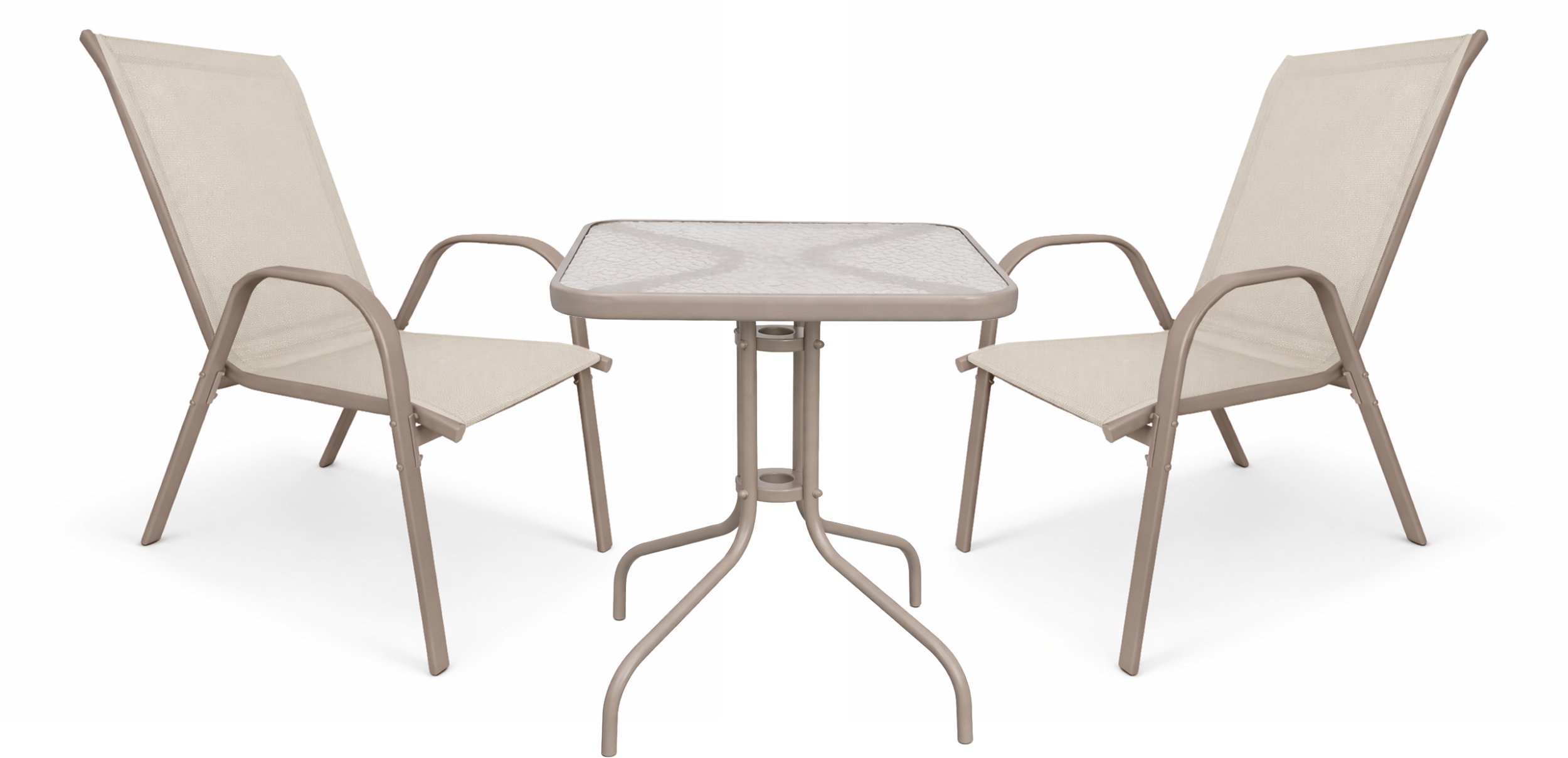 kontrast Zestaw balkonowy BERGAMO 60x60 taupe stół + 2 krzesła ogród taras