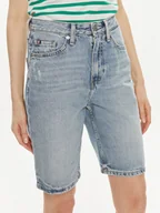 Spodnie sportowe damskie - Tommy Hilfiger Szorty jeansowe WW0WW41326 Niebieski Slim Fit - miniaturka - grafika 1