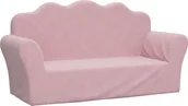 Zestawy mebli dla dzieci - 2-os. kanapa dla dzieci, różowa miękki plusz - miniaturka - grafika 1