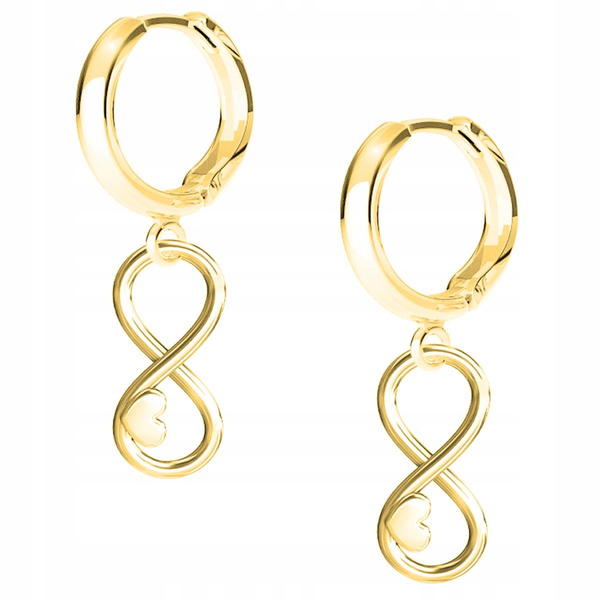 Kolczyki złote Nieskończoność Serce 925