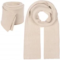Apaszki i szaliki damskie - SZAL SZALIK Damski Zimowy Jesienny BEŻ BEŻOWY 180x30 cm - miniaturka - grafika 1