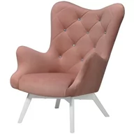 Fotele - Fotel na nóżkach z kryształkami LIDO różowy welur - miniaturka - grafika 1