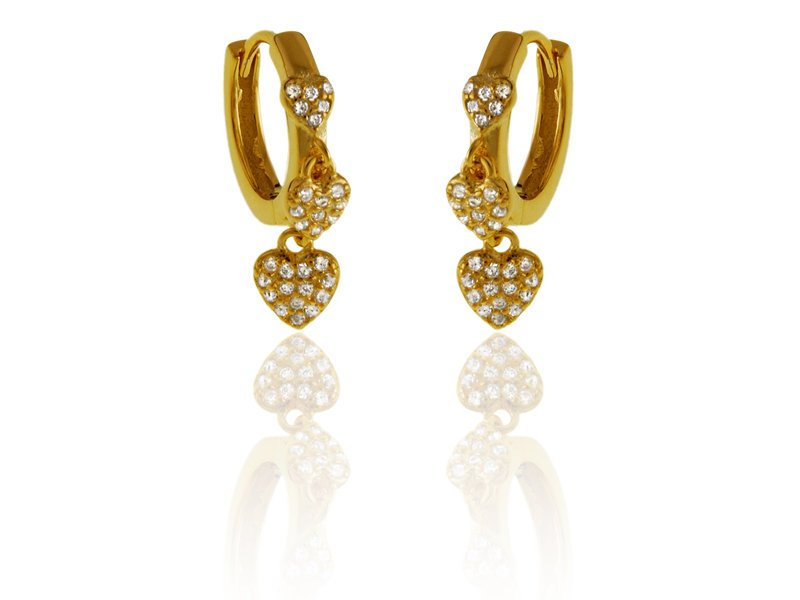 Kolczyki koła kółeczka serce serduszka srebro 925 pozłacane k2788