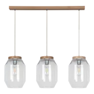 Lampy sufitowe - Britop LAMPA wisząca VASO 169110374 skandynawska OPRAWA szklany ZWIS słoiki przezroczyste drewno przezroczyste drewno - miniaturka - grafika 1