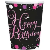 Naczynia i sztućce jednorazowe - Amscan Kubeczki, Happy Birthday, róż - miniaturka - grafika 1
