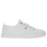 Trampki damskie - Buty Tommy Hilfiger Vulc Canvas FW0FW08063-YBS - białe - miniaturka - grafika 1