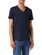 Koszulki męskie - Armani Exchange Męski t-shirt Pima Cotton dekolt w serek, niebieski, S - miniaturka - grafika 1