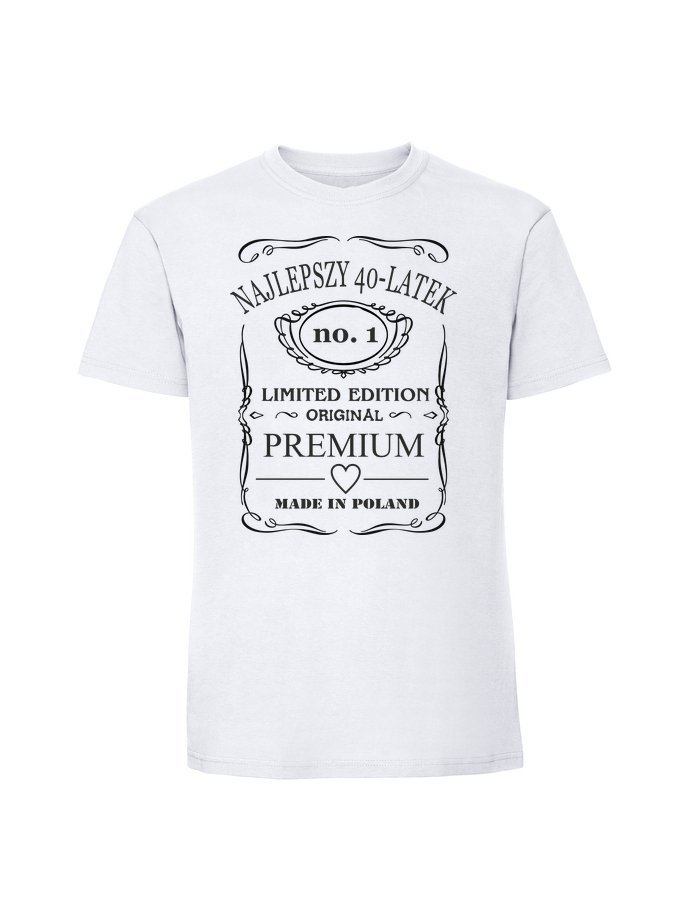 Męska koszulka z nadrukiem - 40 NAJLEPSZY 40 - LATEK JACK DANIELS biały S