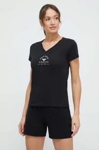 Emporio Armani Underwear t-shirt bawełniany lounge kolor czarny - Koszulki sportowe damskie - miniaturka - grafika 1